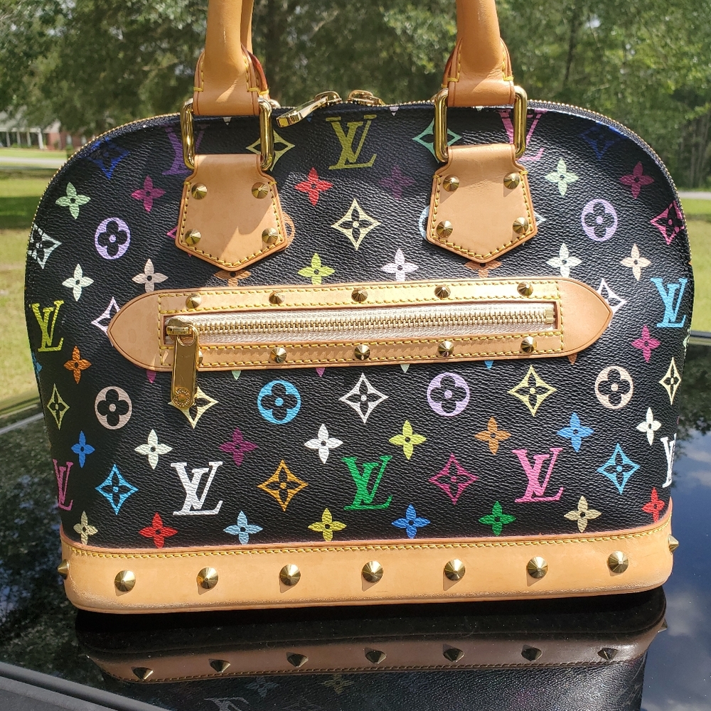 Authentic Louis Vuitton Multicolor Murakami Alma in noir
